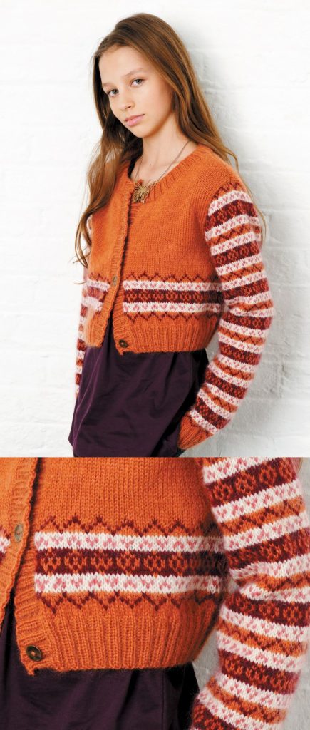 free knitting pattern for a girls fair isle cardigan