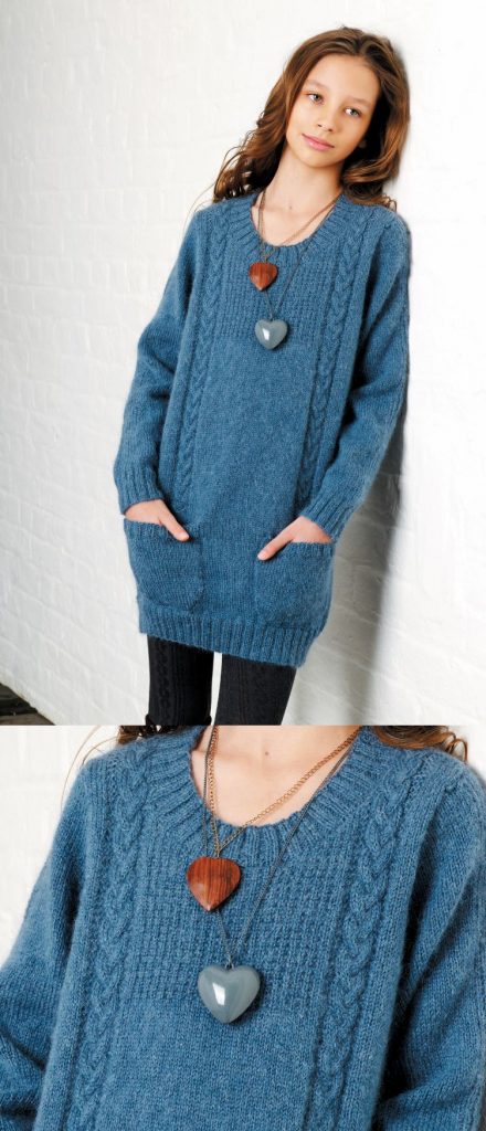 Free knitting pattern for girls tunic sweater