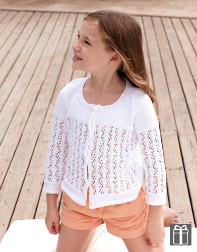 Free knitting pattern for girls. Lace Knit Cardigan for Girls.