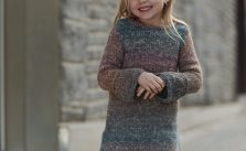 Free Knitting Pattern for a Basic Girls Dress with Long Sleeves