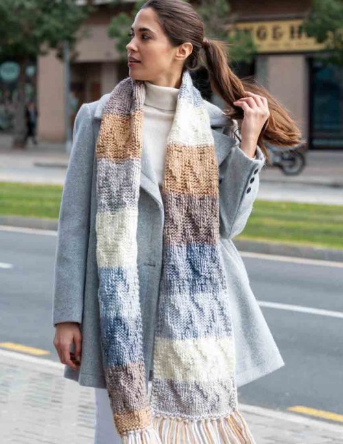 Free Knitting Pattern for a Big Paint Scarf with Chevron Pattern