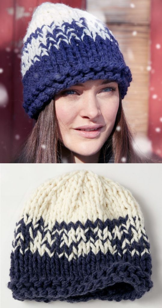 Free Knitting Pattern for a Gradient Hat in Bulky Yarn