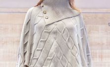 Free Knitting Pattern for a Ladies Poncho with Cable Pattern