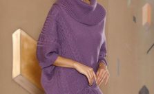 Free Knitting Pattern for a Lopsided Poncho with Cables