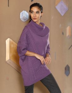 Free Knitting Pattern for a Lopsided Poncho with Cables