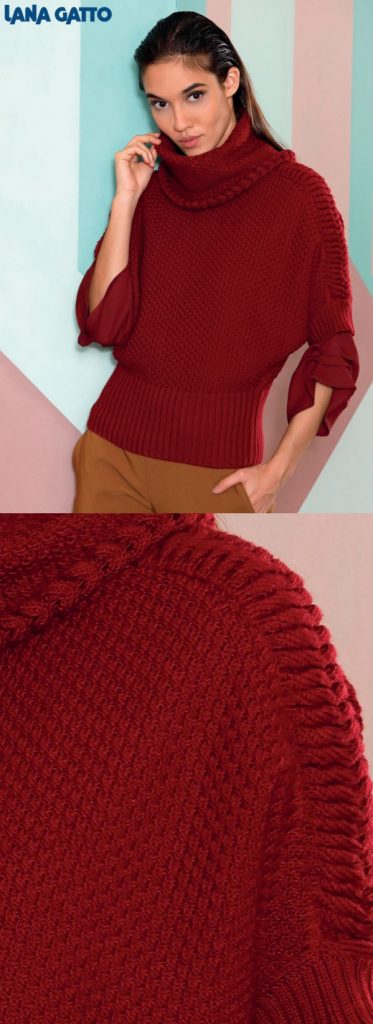 Free Knitting Pattern for a Trapeze Pullover With a Turtleneck