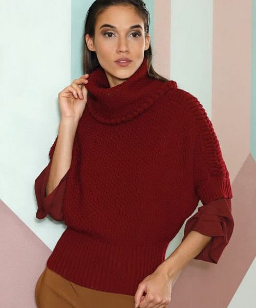 Free Knitting Pattern for a Trapeze Pullover With a Turtleneck