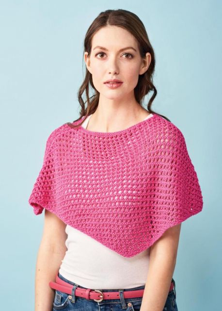 free knitting pattern for an easy Summer poncho for women