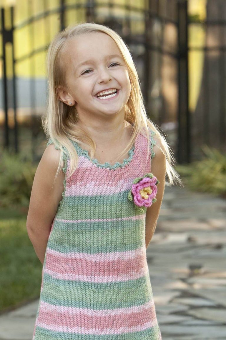 Free Knitting Pattern for a Girl's Picot Sundress - Knitting Bee