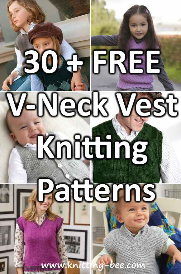 30 + Free V Neck Vest Knitting Patterns