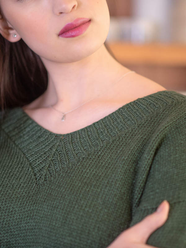 Free Knitting Pattern for a Women's Classic V-Neck Sweater