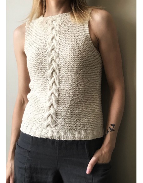 Free Knitting Pattern for a Central Cable Tank Top