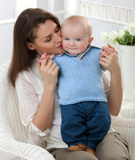 Free Knitting Pattern for a Classic V Neck Vest for Baby