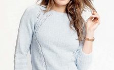 Free Knitting Pattern for a Raglan Eyelet Sweater