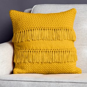 Free Knitting Pattern for a Texture and Fringe Pillow