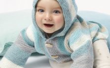 Free Knitting Pattern for an Easy Striped and Hooded Baby Jacket