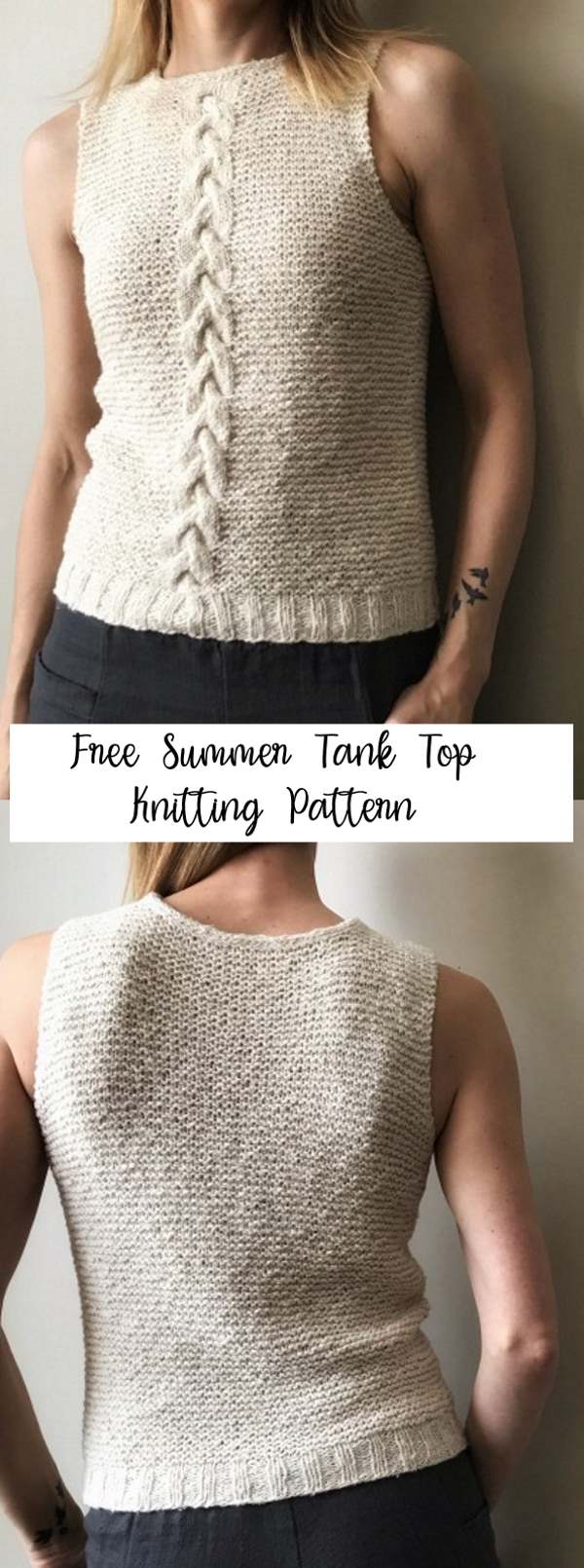 Free Knitting Pattern for a Central Cable Tank Top - Knitting Bee