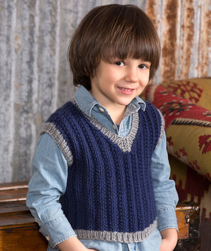 Free V Neck Vest Knitting Patterns for Boys