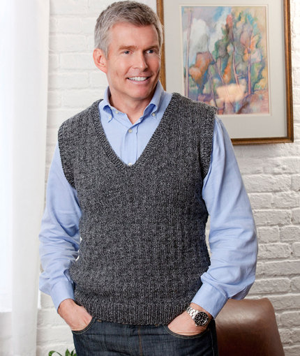 Free knitting pattern for a men's v neck vest