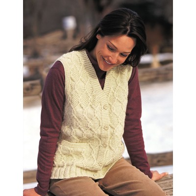 Free knitting pattern for a woman's cable vest