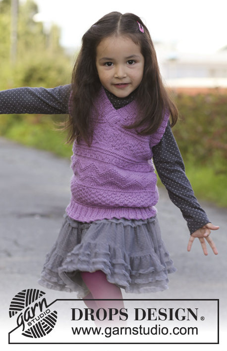 Knitted vest with textured pattern and v-neck free kids knitting pattern