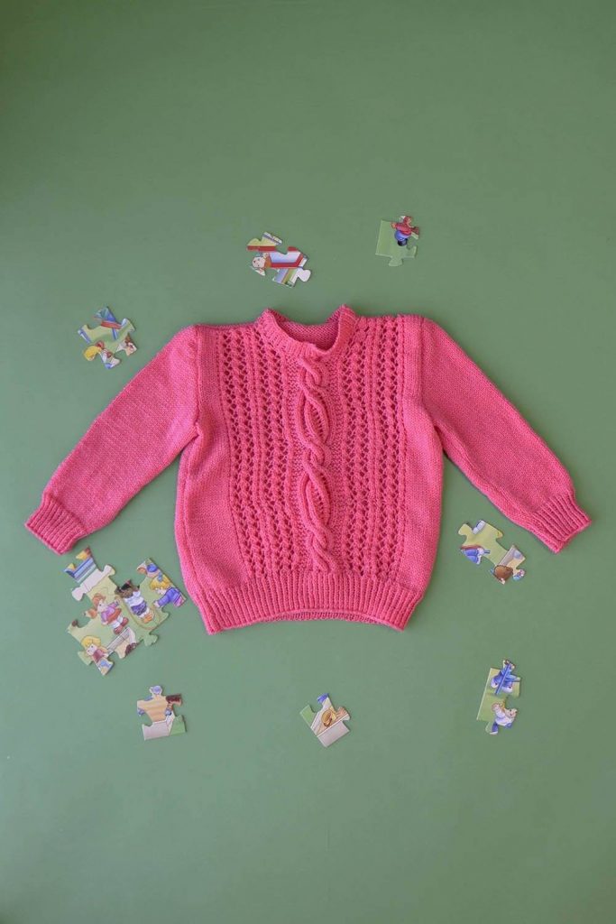 Free Knitting Pattern for a Child's Sweater Taffy Twist