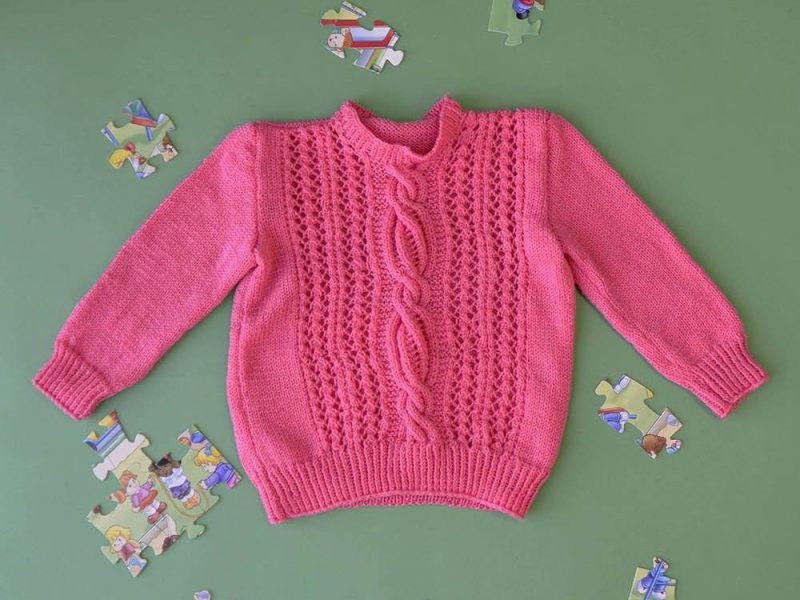 Free Knitting Pattern for a Child’s Sweater Taffy Twist