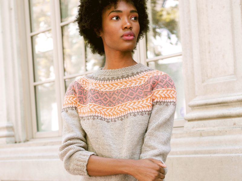 Free Knitting Pattern for a Patons Cumberland Knit Yoke Sweater