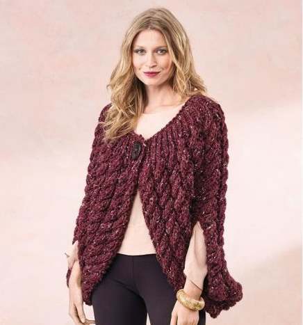 Free Knitting Pattern for a Super Chunky Cable Shrug