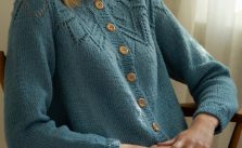 Free Knitting Pattern for a Women’s Lace Yoke Cardigan