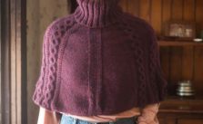 Free Knitting Pattern for a Turtleneck Cabled Capelet