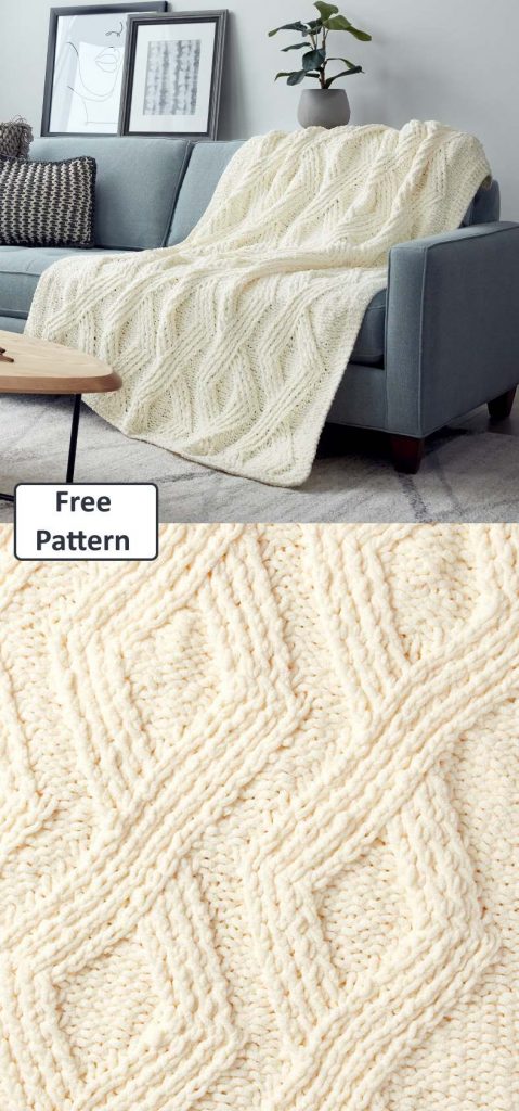 Free Knitting Pattern for a Twisted Stitch Blanket