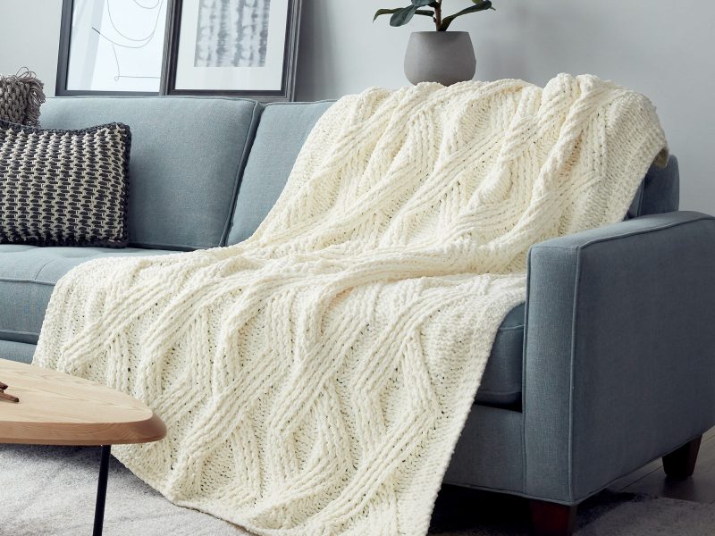 Free Knitting Pattern for a Twisted Stitch Blanket