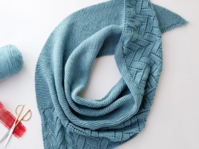 Free Knitting Pattern for an Asymmetrical Lace Knit Shawl