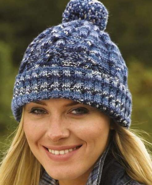 Free Knitting Pattern for a Cabled Hat with Variegated Yarn