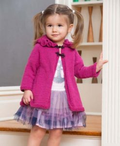 Free Knitting Pattern for a Girl’s Ruffle Hood Coat