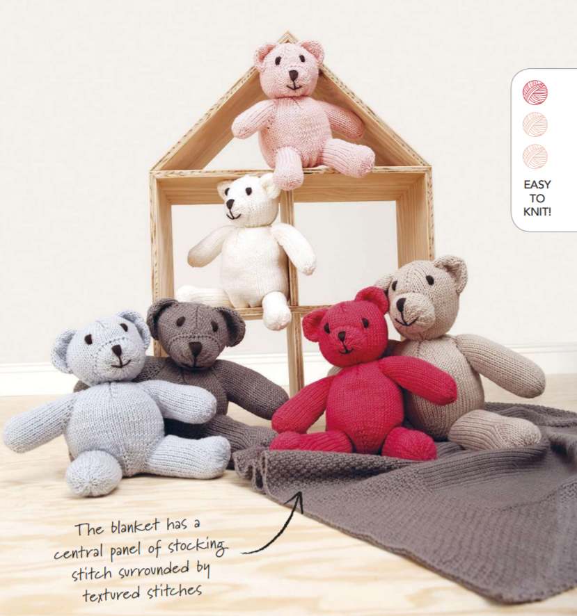 Free Knitting Pattern for a Teddy Bear and Picnic Blanket