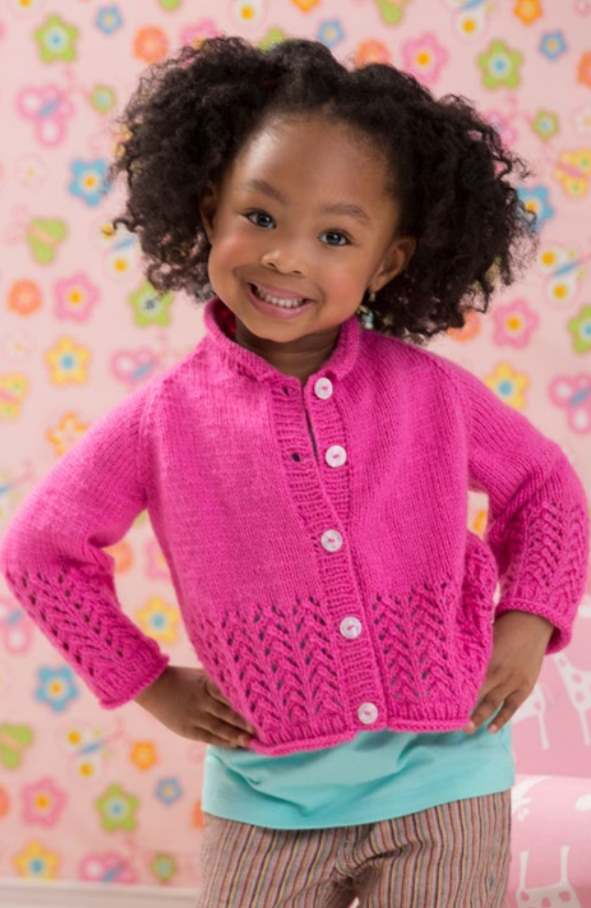 Free Knitting Pattern for an Eyelet Cardigan for Girls