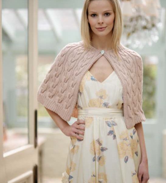 Free Knitting Pattern for Belle Cabled Cape for Women