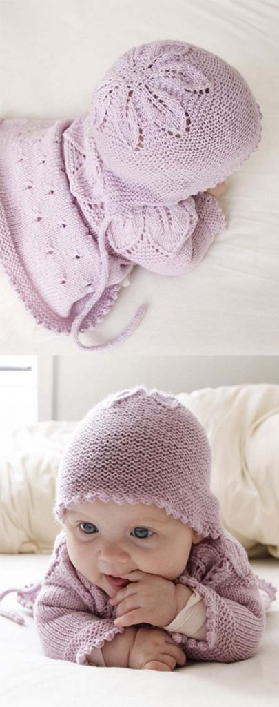 Free knitting pattern for a modern baby bonnet