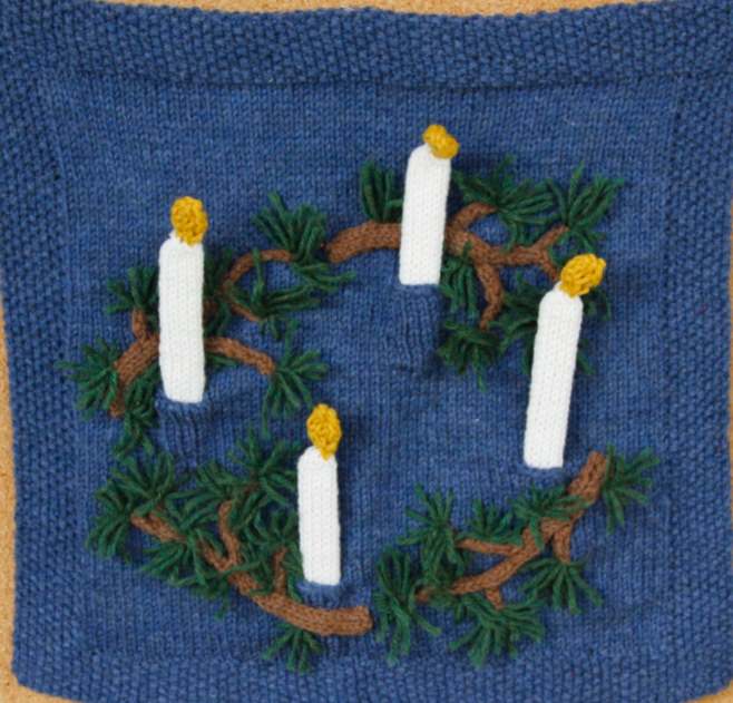 Free knitting pattern for an advent candle wall hanging