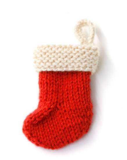Free knitting pattern for a Christmas tree stocking ornament