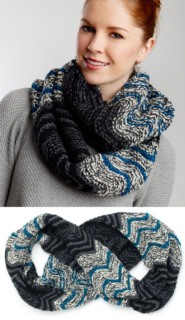 Free knitting pattern for a Patons infinity scarf