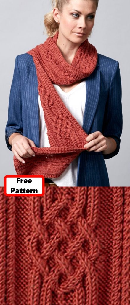 Free knitting pattern for a cable scarf
