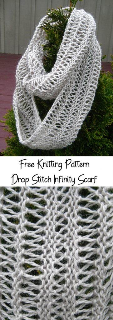 Free knitting pattern for a drop stitch infinity scarf