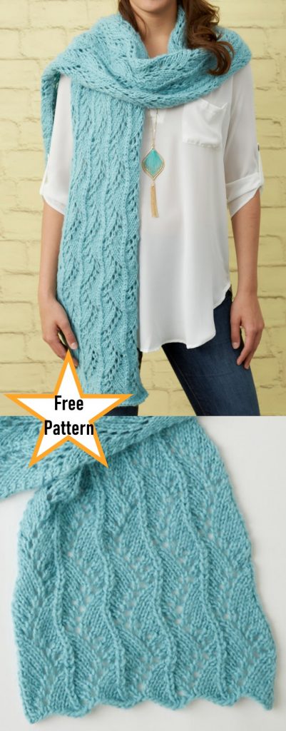 Free knitting pattern for a lace scarf