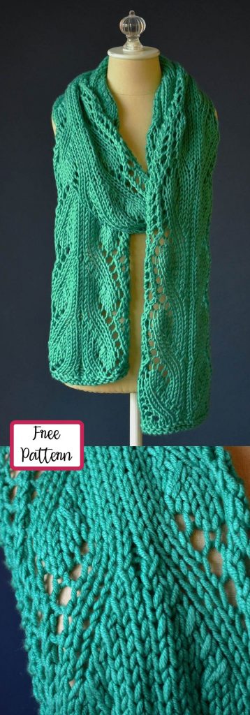 Free knitting pattern for a long lace scarf