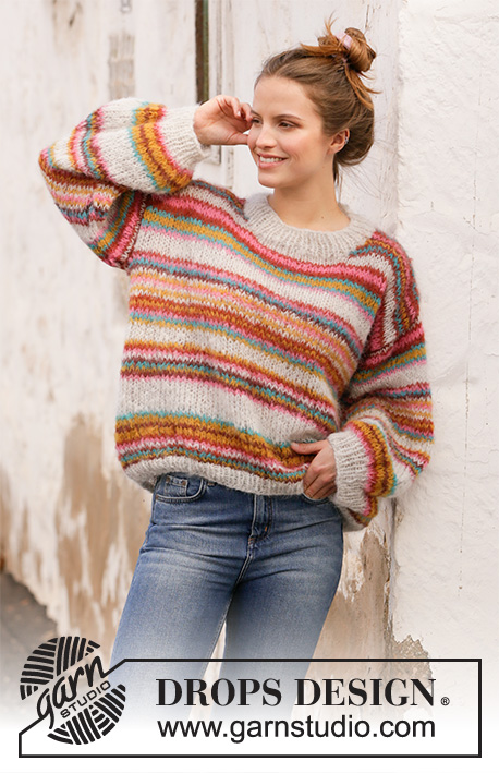 Free knitting pattern for an oversized striped sweater