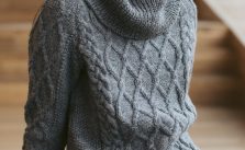 Free Knitting Pattern for a Cowl Neck Cabled Sweater