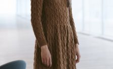 Free Knitting Pattern for a Long Sleeve Cabled Dress